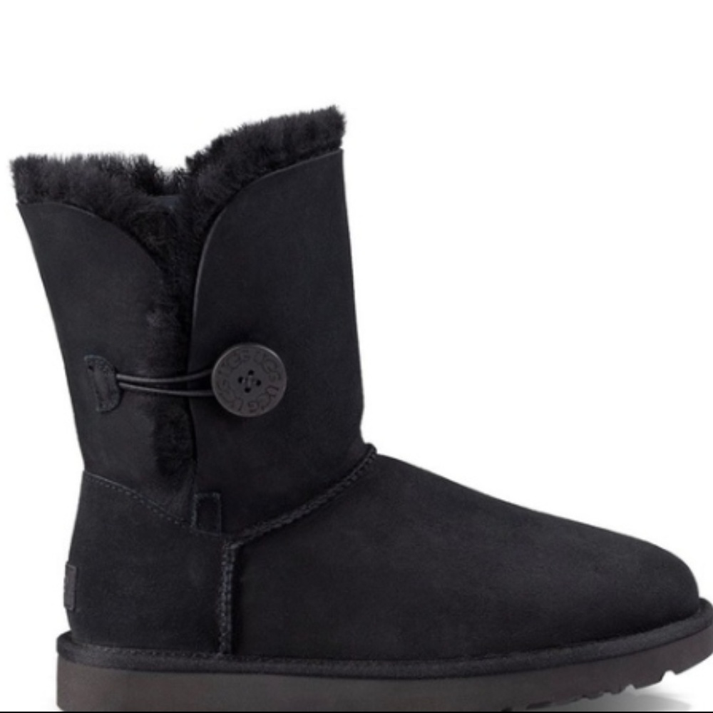 UGG Bailey Suede Button II Black Boots Size 7